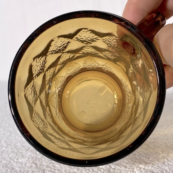 Vintage Fire King Oven Proof Kimberly Amber Textured Glass Pedestal Mug - Picture 8 of 11